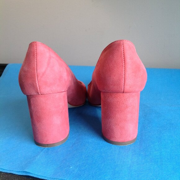 Pour La Victoire Pink Suede Pointed Toe Val Block Heels Pumps 8 - Picture 12 of 15